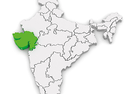 Mapa Indii z wyróżnionym stanem Gudżarat