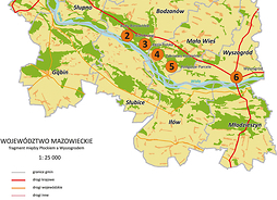 fragment mapy od Płocka do Wyszogrodu