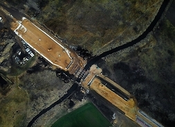 widok z lotu ptaka na plac budowy obwodnicy