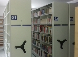 półki z książkami, biblioteka Pionkach