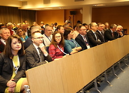 Uczestnicy konferencji podczas obrad plenarnych, kilkadziesiąt osób w kilku rzędach