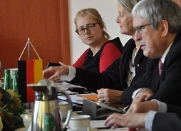Agata Riehm, prof. Jörg Steinbach i Steffen Kammradt - niemiecka delegacja podczas rozmów o wzajemnej współpracy Brandenburgii i Mazowsza