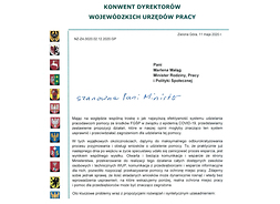 Skan kolorowy pierwszej strony dokumentu, po lewej stronie w pionie kolorowe logotypy Wojewódzkich Urzędów Pracy.