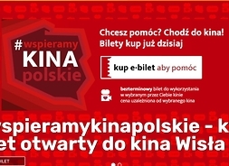 Banner w formie graficznej eklamujący akję Wspieramy kina polskie