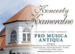 Plakat promujący koncert z widokiem muzeum w Ciechanowie