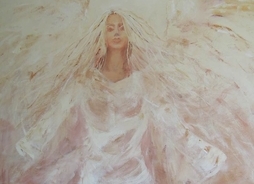Zdjęcie obrazu przedstawiającego anioła w długiej powłóczystej szacie