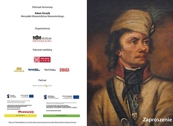 Zaproszenie na uroczystość z reprodukcją obrazu, przedstawiającą młodego Tadeusza Kościuszkę