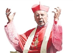 Plakat zapraszający na imprezę ze zdjęciem kardynała